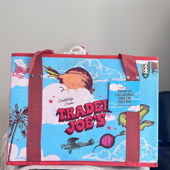 Trader Joe’s Stand-up collapsible Grocery tote bag New with Tag🎀 - Picture 2 of 5